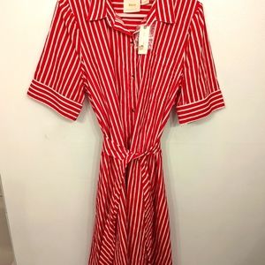 Anthropologie Red Stripe Shirtdress